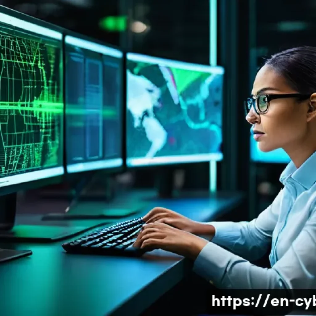 사이버위협 대응 전문가 이직 준비 - **Image Prompt 1: The Digital Sentinel**
A highly skilled cybersecurity professional, of diverse...