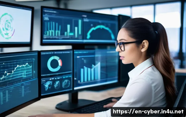 사이버위협 대응 전문 컨설턴트 되는 법 - **Prompt:** A highly focused female cybersecurity threat response consultant, in her late 20s or ear...